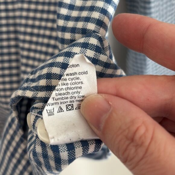 J. Crew Men Blue Checkered Oxford slim long sleeve button down Shirt Medium NWOT - Picture 8 of 9